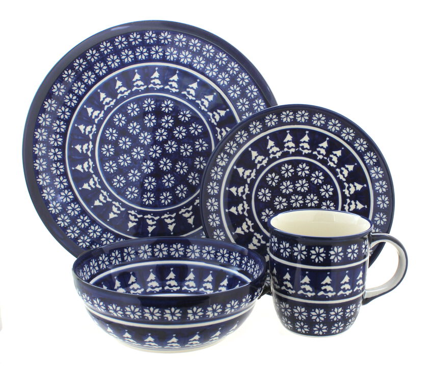 Blue Rose Polish Pottery Nature 16 Piece Dinner Set