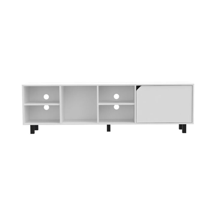 DEPOT E-SHOP Conquest Tv Stand for TV´s up 70", Four Open Shelves, Five Legs, White
