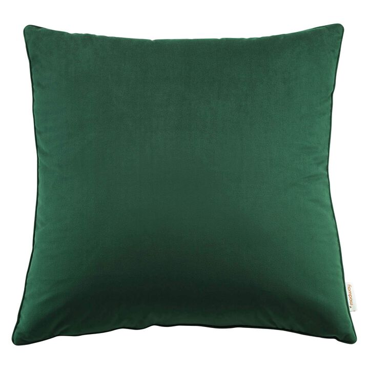 Modway Enhance Performance Velvet Throw Pillow, 24" x 24", Green