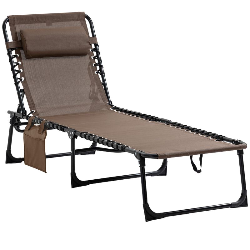 Portable Sun Bed: Folding Camping Cot with Adjustable Backrest