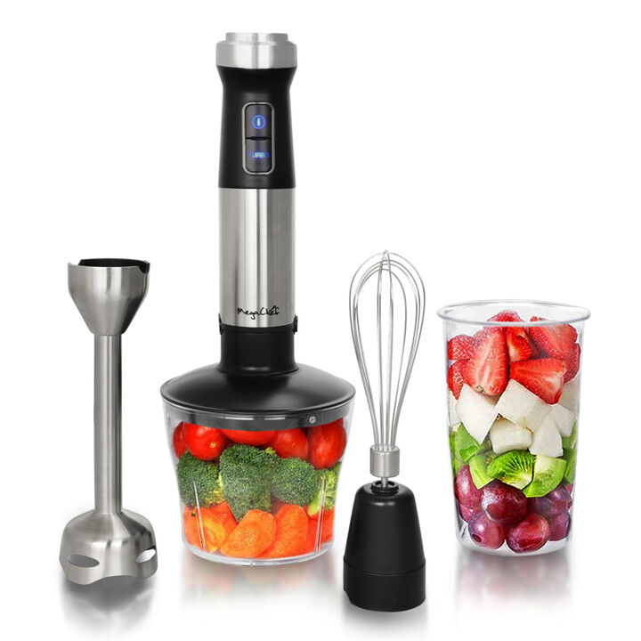 MegaChef 4 in 1 Multipurpose Immersion Hand Blender With Speed Control and Accessories