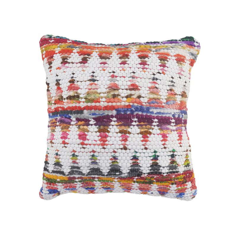 20" Multicolored Geometric Chevron Handmade Square Throw Pillow