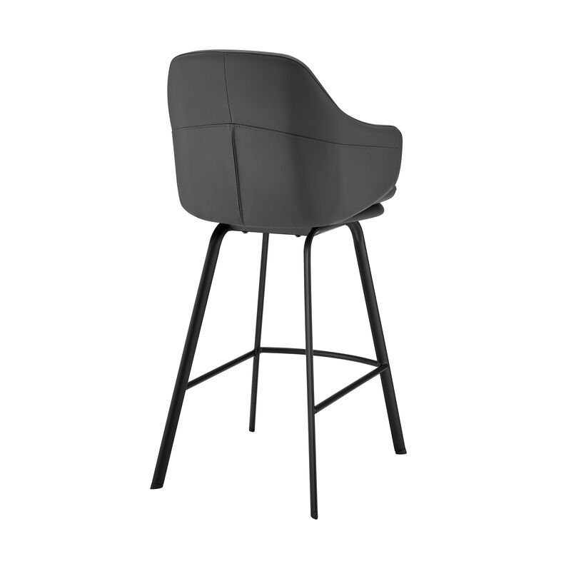 Brigden Gray Faux Leather and Black Metal Swivel  Counter Stool