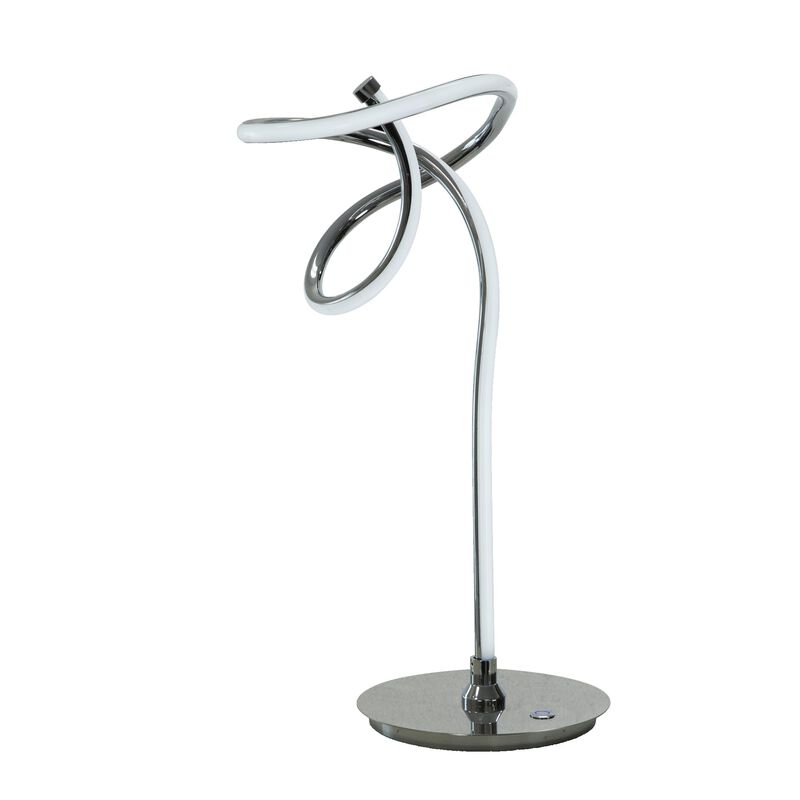 Sea 22 Inch Table Lamp, Accent Twisted LED Light, Modern Style, Chrome Base-Benzara