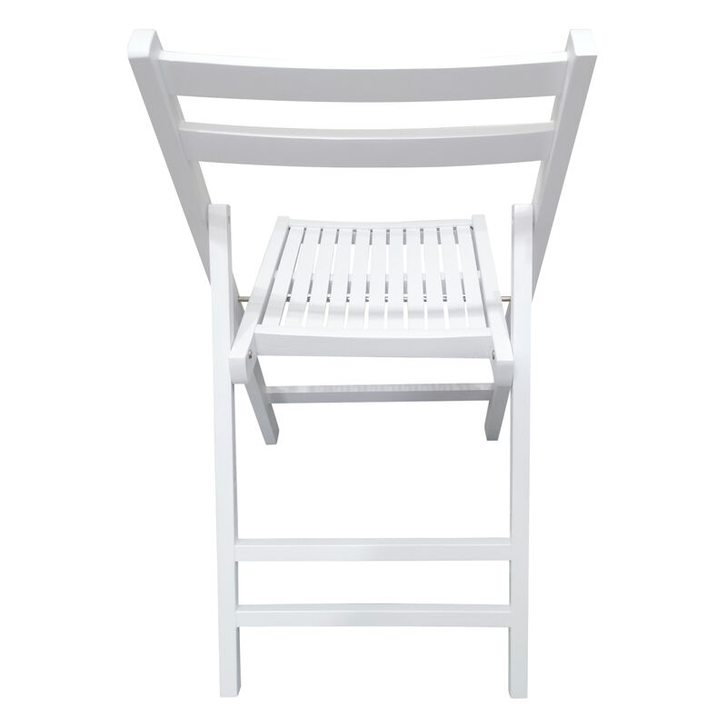 Furniture Slatted Wood Folding Special Event Chair - White, Set of 4