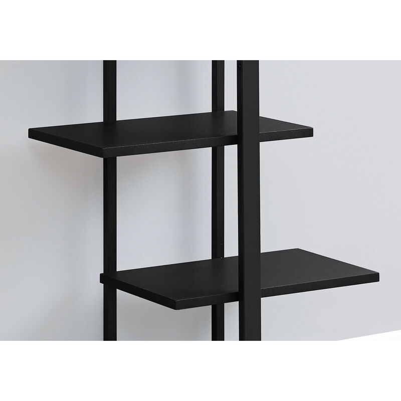 Monarch Specialties I 7231 Bookshelf, Bookcase, Etagere, 5 Tier, 60"H, Office, Bedroom, Metal, Laminate, Black, Contemporary, Modern