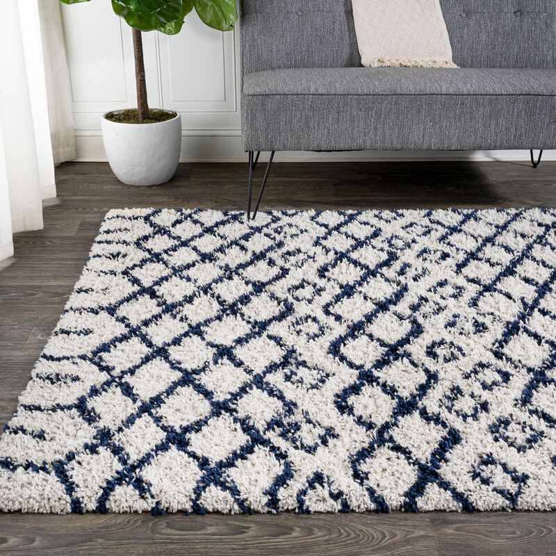 Algaida Moroccan Diamond Shag Area Rug