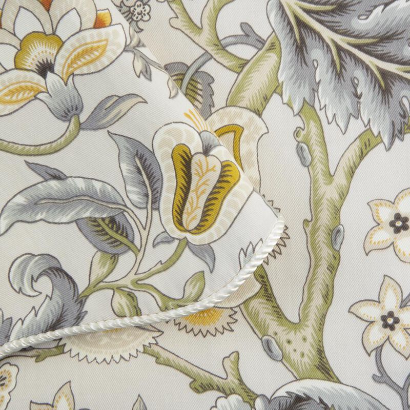 Ellis Curtain Regency Jacobean Floral Print Decorative Cotton Rope Corded Edge Toss Pillow 17" x 17" Grey