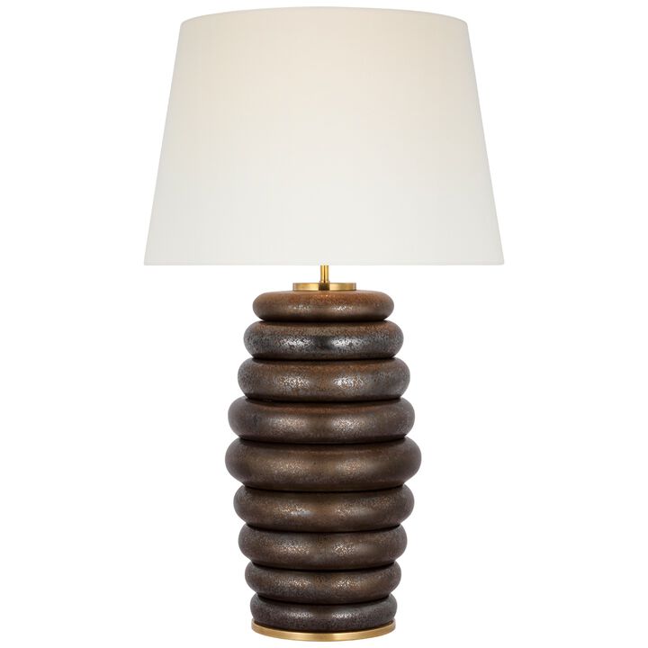 Phoebe Extra Large Stacked Table Lamp in Crystal Bronze