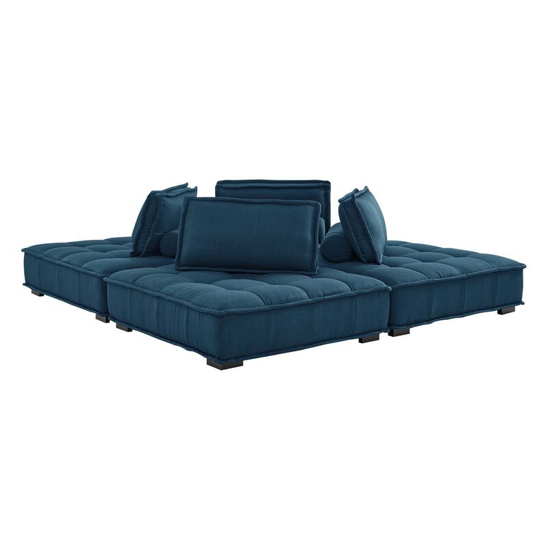 Saunter Tufted Fabric 4-Piece Sectional Sofa Blue