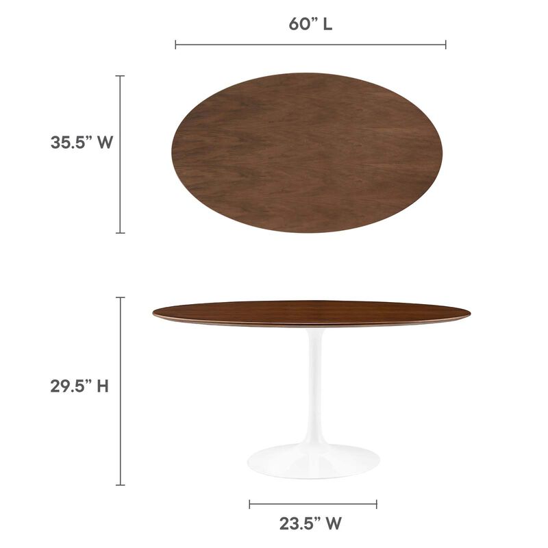 Modway - Lippa 60" Oval Wood Grain Dining Table Walnut