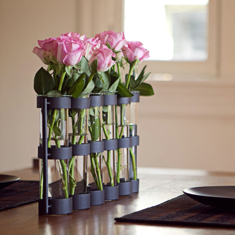 Six Wide Tube Hinged Vases