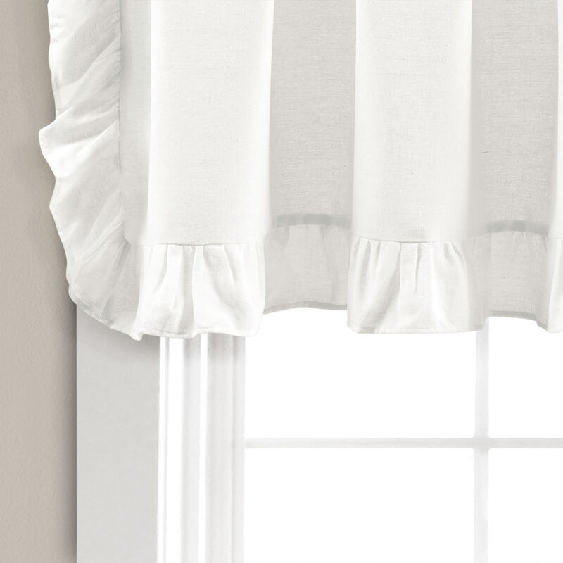 Linen Ruffle Valance Single White 18X58