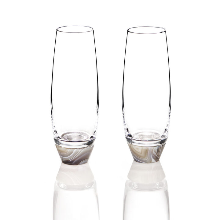 Elevo Champagne Glasses, Smoke Agate, Set of 2