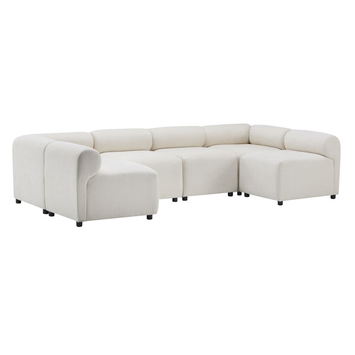 Christopher Knight Home Iansan Modern 6 Piece Chenille Modular Sectional Sofa with Round Back