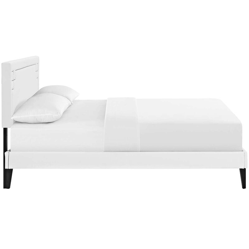 Modway - Ruthie Queen Vinyl Platform Bed with Squared Tapered Legs White