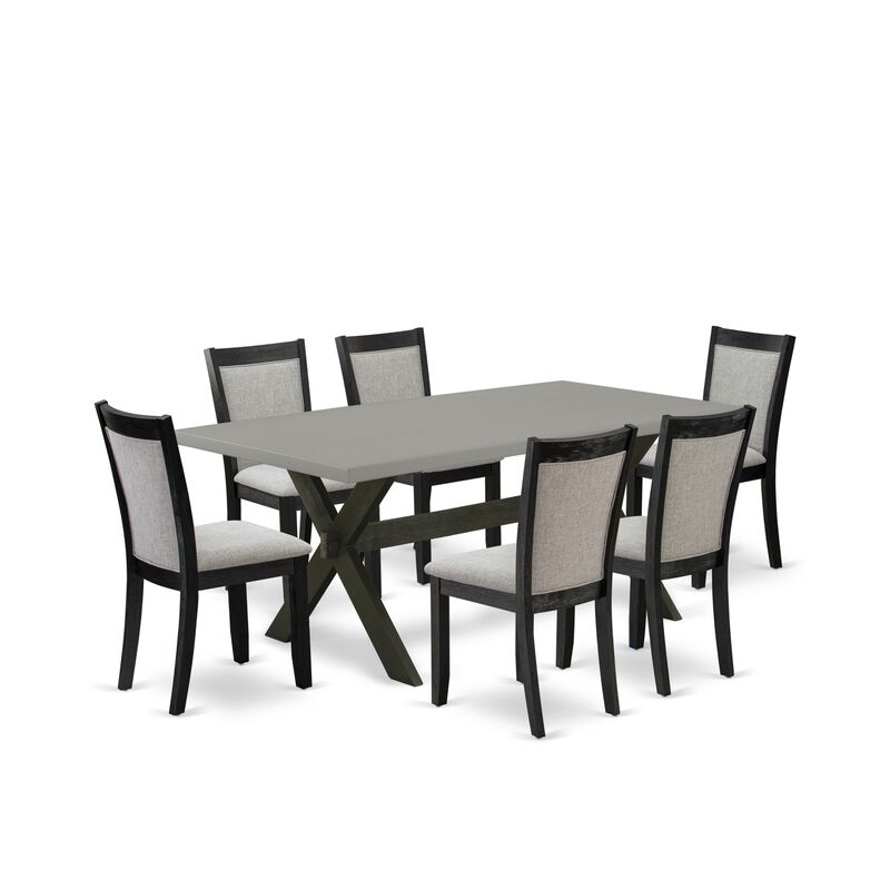 East West Furniture X697MZ606-7 7Pc Dining Set - Rectangular Table and 6 Parson Chairs - Multi-Color Color