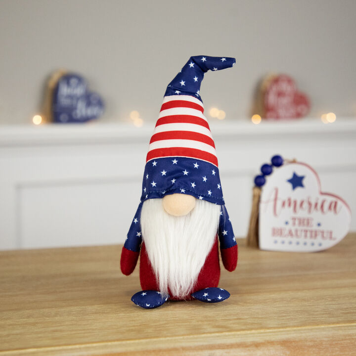 Patriotic Gnome with Stars and Stripes - 9.5" - Red and Blue