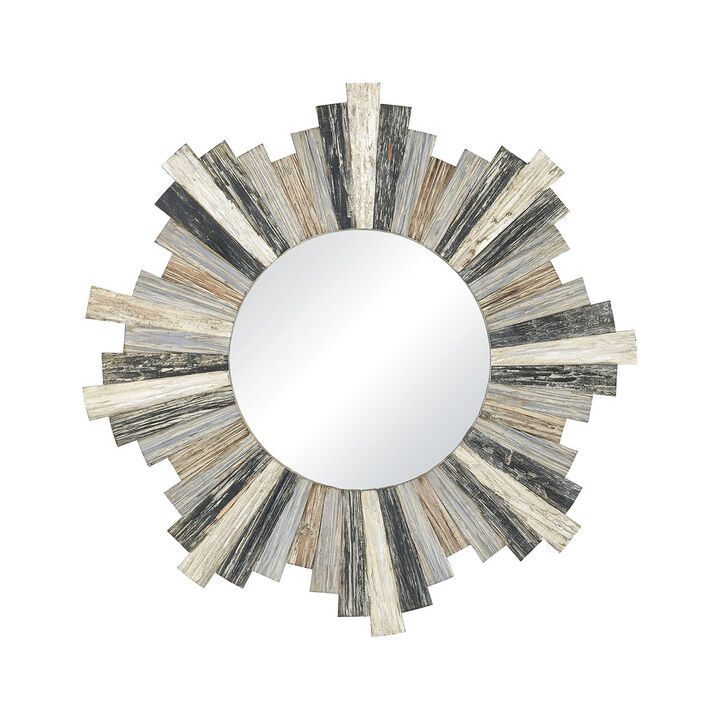 31.5” Sunburst Chatham Light Wall Mirror with Multi-color Wooden Frame