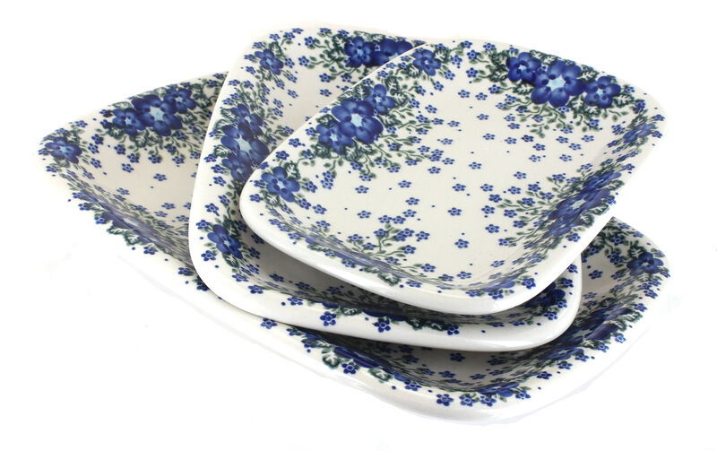 Blue Rose Polish Pottery Noel Nights 3 Piece Rectangular Serving Set