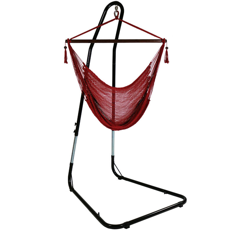 Sunnydaze Extra Large Hammock Chair with Adjustable Steel Stand - Red