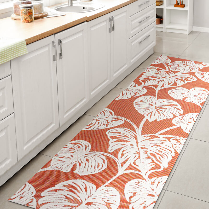 Tobago High-Low Two Tone Monstera Leaf Area Rug