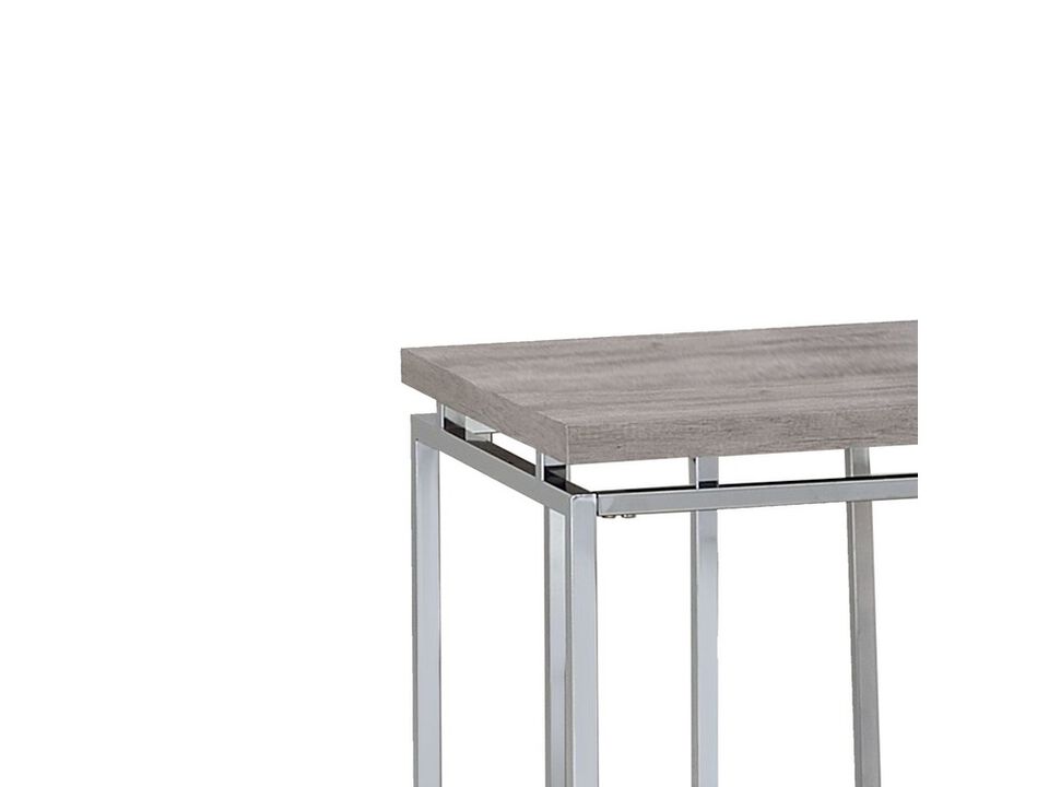 End Table, Natural Oak & Chrome