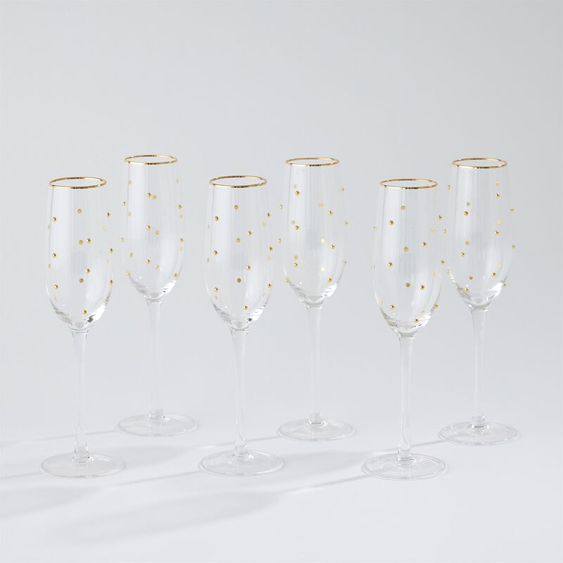 Set of 6 Celebration Champagne Glasses