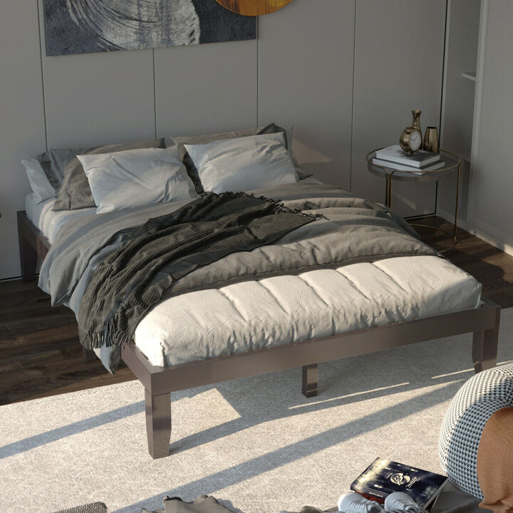 Wooden Bed Frame with Mattress Support for Bedroom or Guest Room