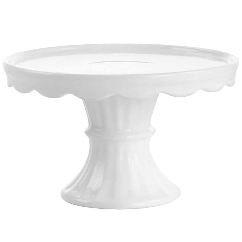 Martha Stewart Elevated 8 Inch Small Stoneware Cake Stand in White