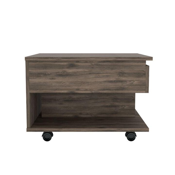 DEPOT E-SHOP Babel Lift Top Coffee Table, Countertop, Caster Wheels, One Shelf - Dark Brown, For Living Room