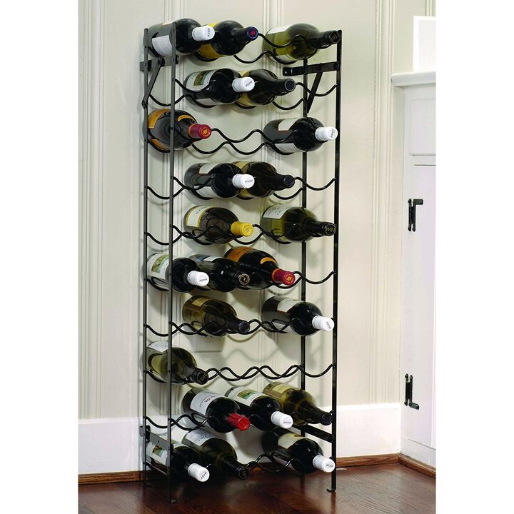 Hivvago Black Metal 40 Bottle Wine Rack with Wall Anchors