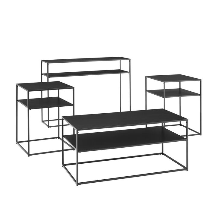 Braxton 4Pc Coffee Table Set Matte Black - Coffee Table, Console Table, & 2 End Tables