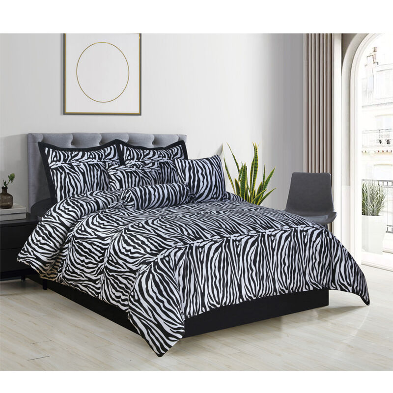 Legacy Decor Beautiful Black and White Queen Size Zebra Print Faux Fur Comforter Bedding Set