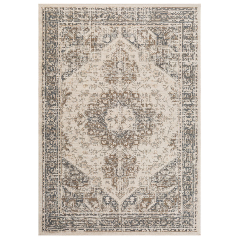 Alpine Hashlei Light Beige Medallion Area Rug