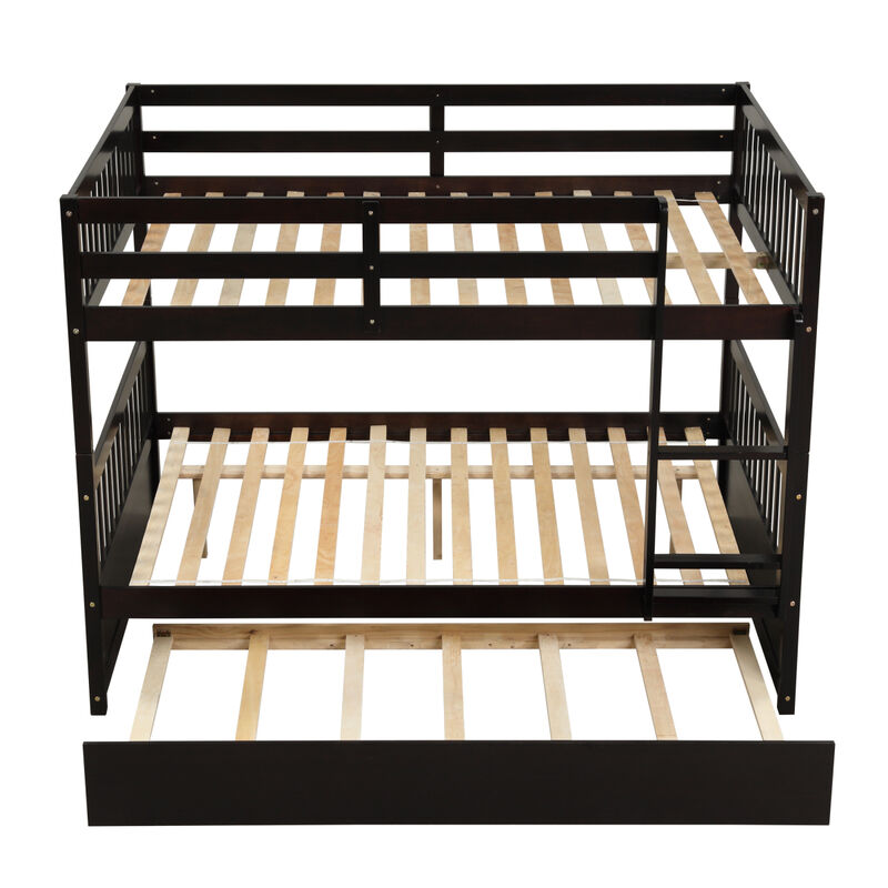 Full Over Full Bunk Bed with Trundle, Espresso