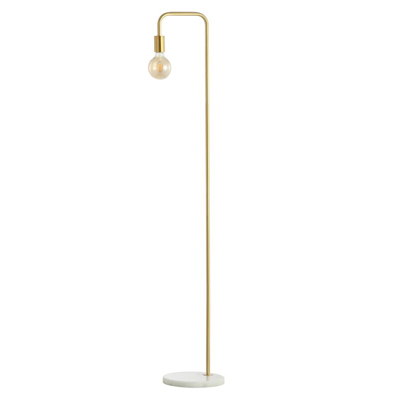 Vega 60" Minimalist Edison Metal/Marble Floor Lamp, Gold