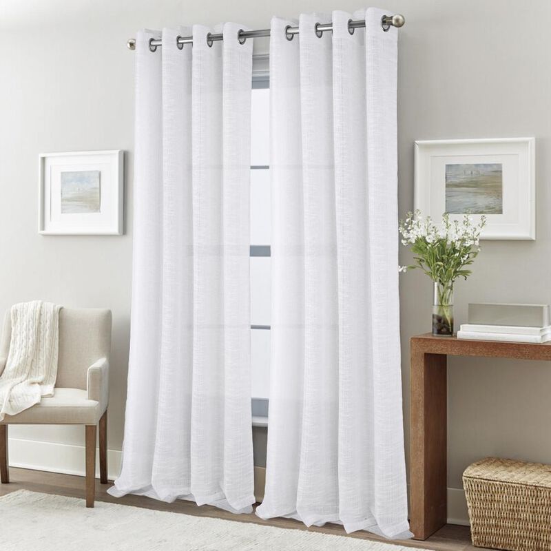 RT Designers Collection Dexter Linen Texture Grommet Light Filtering Window Curtain Panel 54" x 90" White