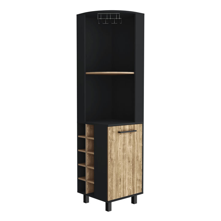 Corner Bar Cabinet Cleveland, Living Room, Black / Pine