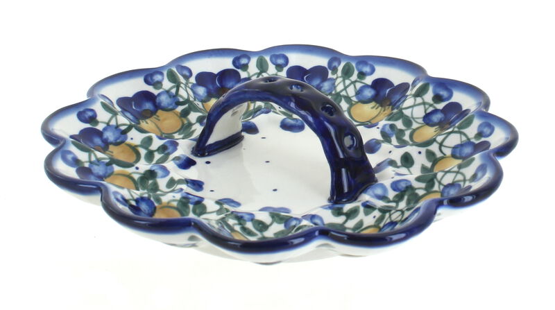 Blue Rose Polish Pottery Lavender Fields Egg Plate