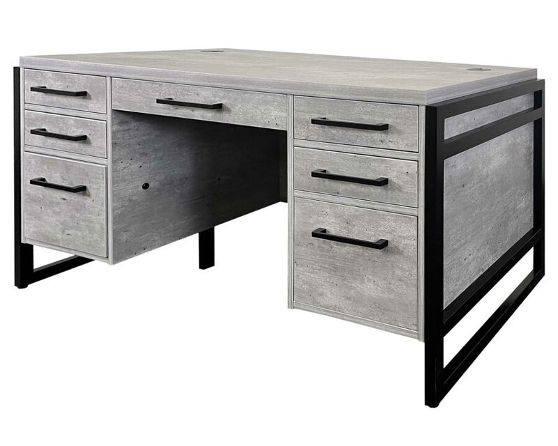 Mason 66" Double Pedestal Desk in Grey