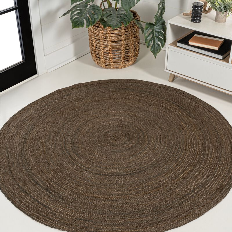 Zara Braided Coastal Cottage Round Jute. Round Area Rug