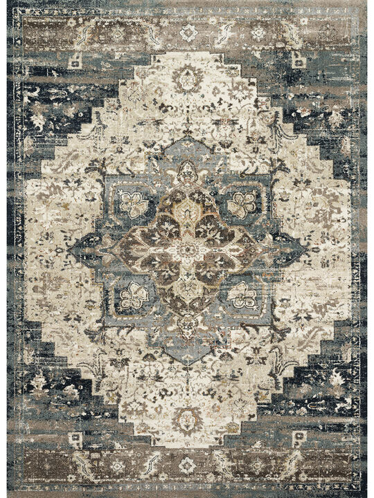 James JAE05 Taupe/Marine 3'7" x 5'7" Rug by Magnolia Home by Joanna Gaines