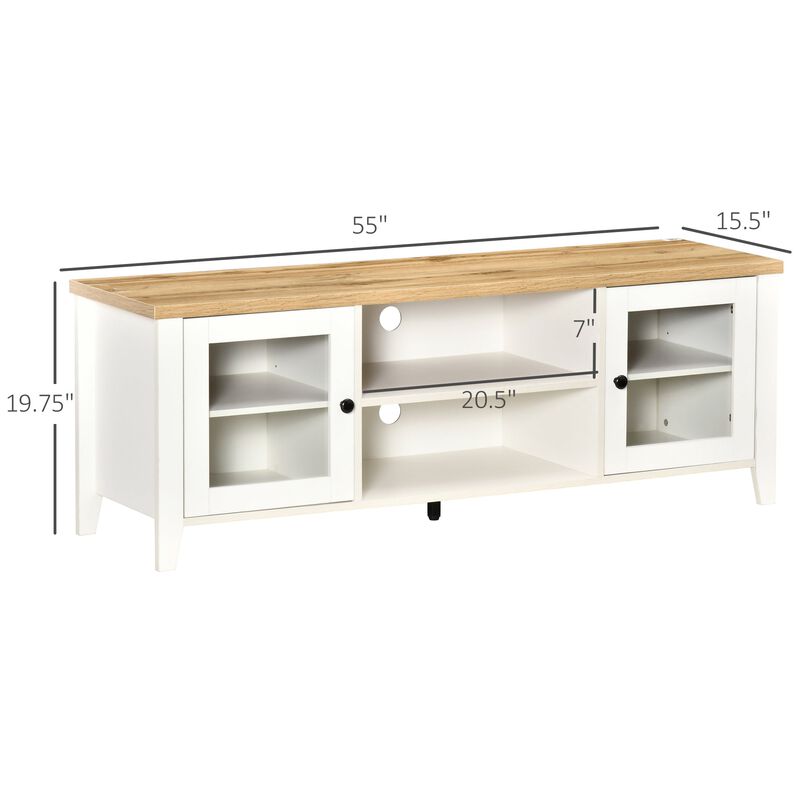 White Living Room Center: Modern TV Stand with Storage for 60" Screens