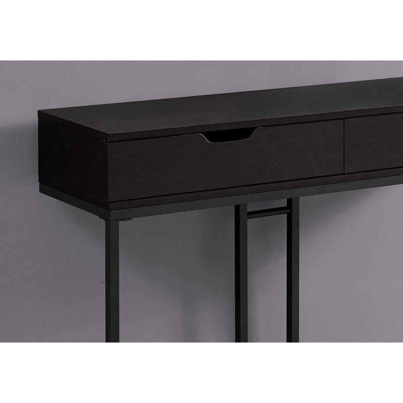 Monarch Specialties I 3517 Accent Table, Console, Entryway, Narrow, Sofa, Storage Drawer, Living Room, Bedroom, Metal, Laminate, Brown, Black, Contemporary, Modern