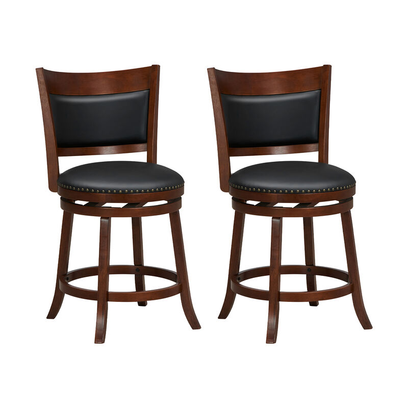 Swivel Bar Stools Set of 2 with 20 Inch Wider Cushioned Seat-Brown