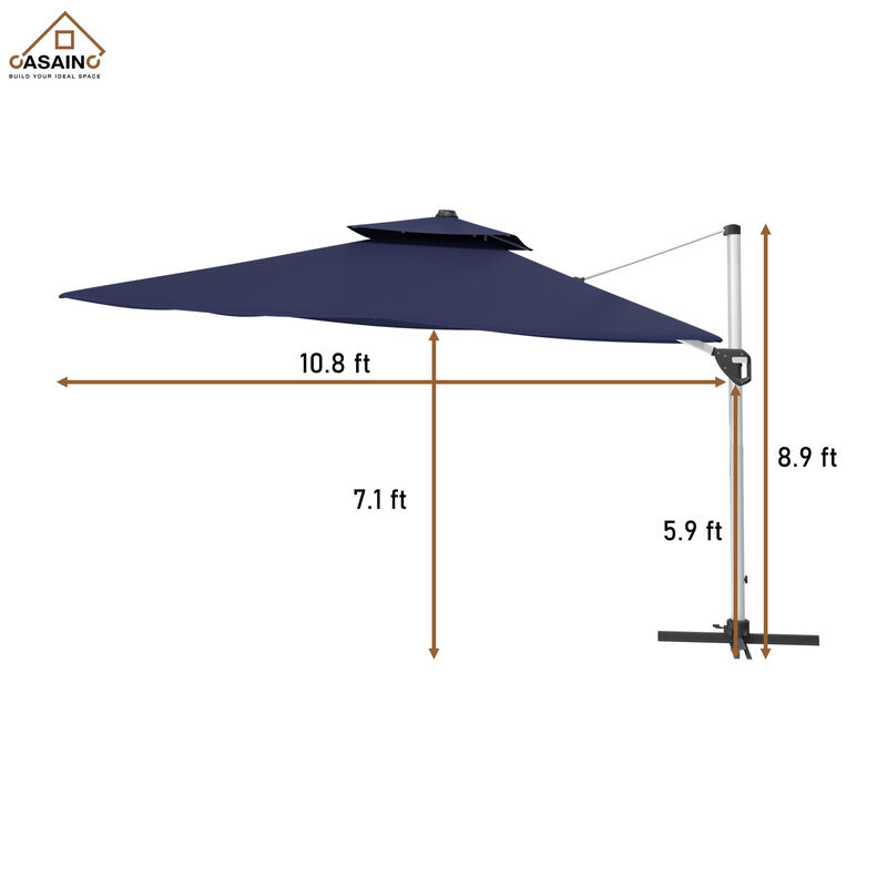 11FT Patio Umbrella Outdoor Square Double Top Umbrella (without Umbrella Base).