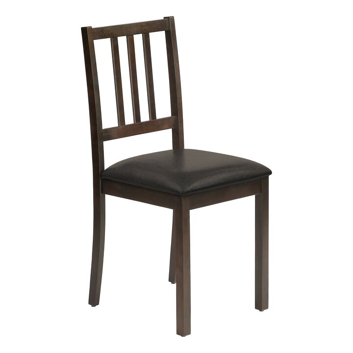 Monarch Specialties I 1304 - Dining Chair, Set Of 2, Side, Upholstered, Kitchen, Dining Room, Brown Leather Look, Brown Wood Legs, Transitional