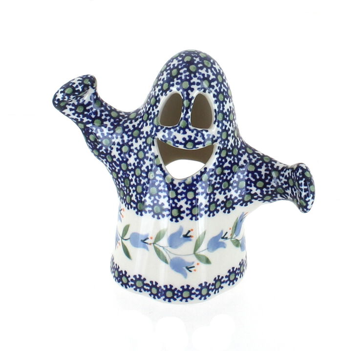 Blue Rose Polish Pottery Garden Bouquet Ghost Luminary