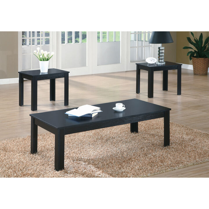 Monarch Specialties I 7840P Table Set, 3pcs Set, Coffee, End, Side, Accent, Living Room, Laminate, Black, Transitional